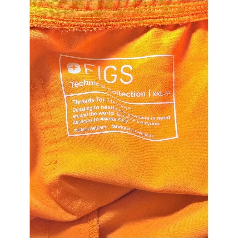 Figs Technical Collection XXL Men's Orange Jogger Pants with Pink Drawstring